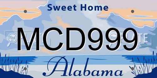 MCD999 Alabama License Plate