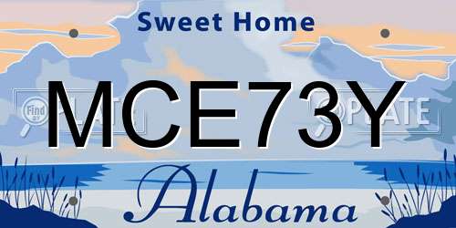 MCE73Y Alabama License Plate
