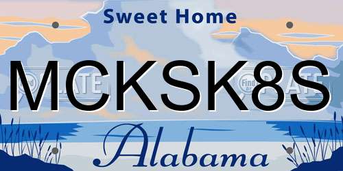 MCKSK8S Alabama License Plate