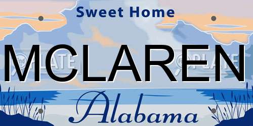 MCLAREN Alabama License Plate
