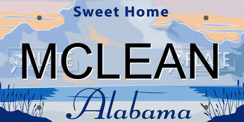 MCLEAN Alabama License Plate