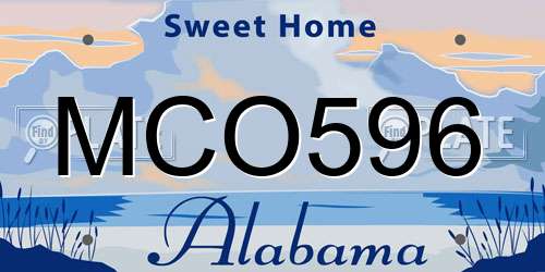 MCO596 Alabama License Plate