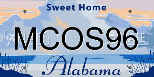 MCOS96 Alabama License Plate