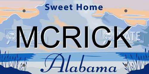 MCRICK Alabama License Plate