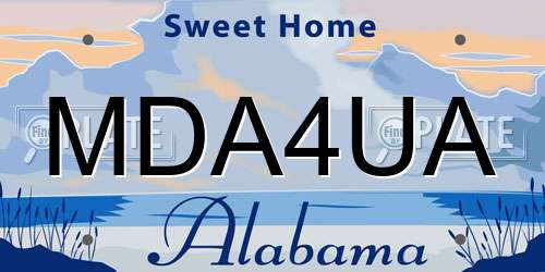 MDA4UA Alabama License Plate