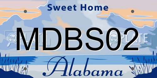 MDBS02 Alabama License Plate