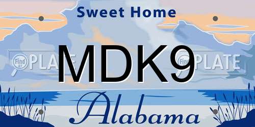 MDK9 Alabama License Plate