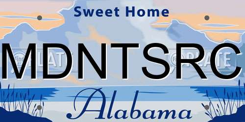 MDNTSRC Alabama License Plate