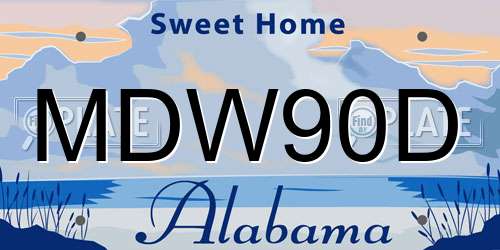 MDW90D Alabama License Plate