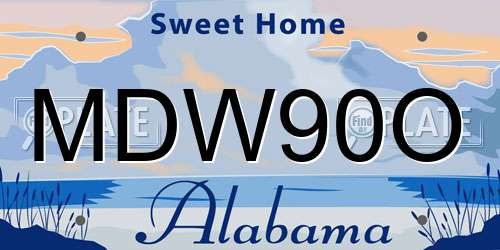 MDW90O Alabama License Plate