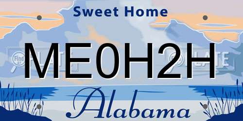 ME0H2H Alabama License Plate