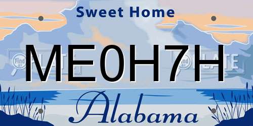 ME0H7H Alabama License Plate
