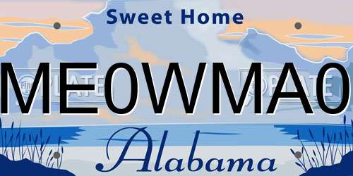 ME0WMA0 Alabama License Plate