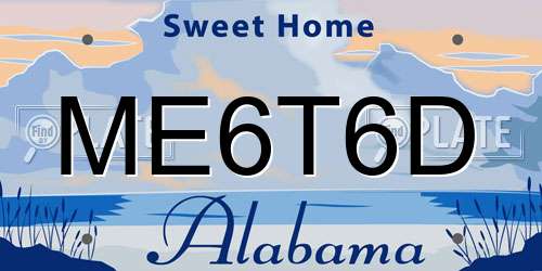 ME6T6D Alabama License Plate