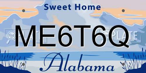 ME6T6Q Alabama License Plate
