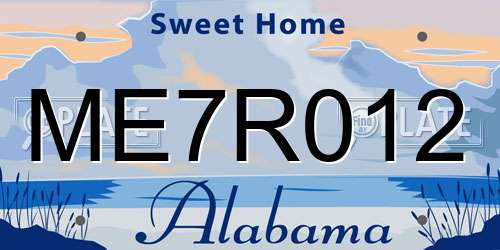 ME7R012 Alabama License Plate