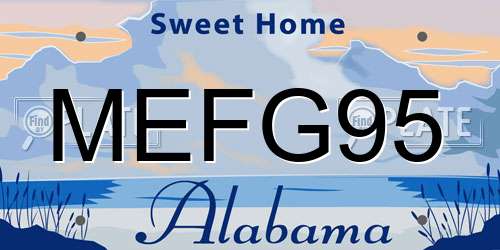 MEFG95 Alabama License Plate