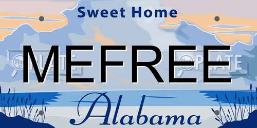 MEFREE Alabama License Plate