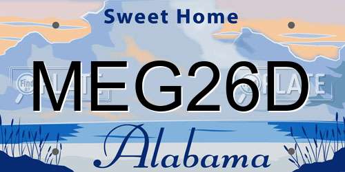 MEG26D Alabama License Plate