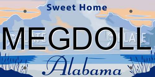 MEGDOLL Alabama License Plate