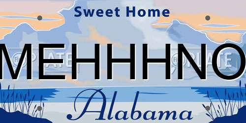 MEHHHNO Alabama License Plate