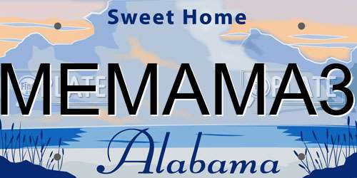 MEMAMA3 Alabama License Plate