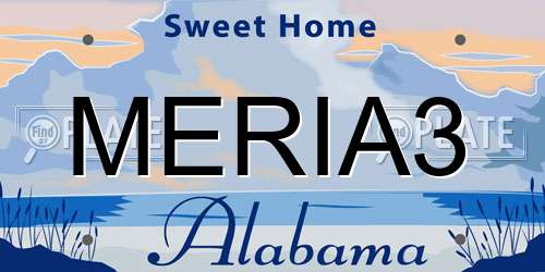 MERIA3 Alabama License Plate