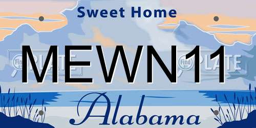 MEWN11 Alabama License Plate