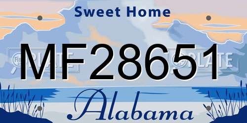 MF28651 Alabama License Plate
