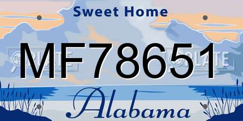 MF78651 Alabama License Plate