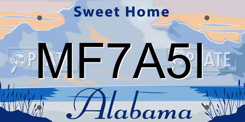 MF7A5I Alabama License Plate