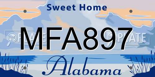 MFA897 Alabama License Plate