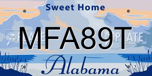 MFA89T Alabama License Plate