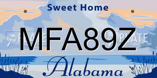 MFA89Z Alabama License Plate