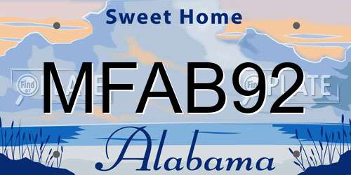 MFAB92 Alabama License Plate
