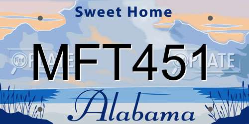 MFT451 Alabama License Plate