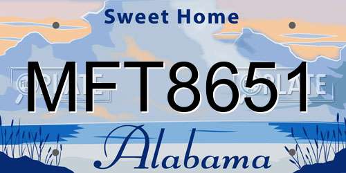 MFT8651 Alabama License Plate