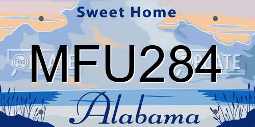 MFU284 Alabama License Plate