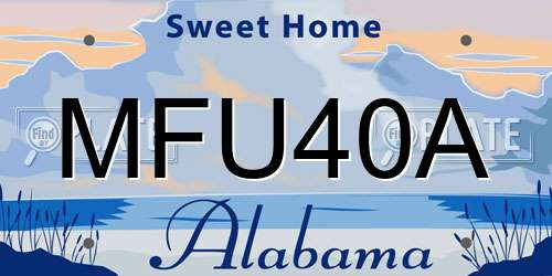 MFU40A Alabama License Plate