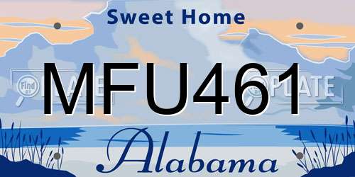 MFU461 Alabama License Plate
