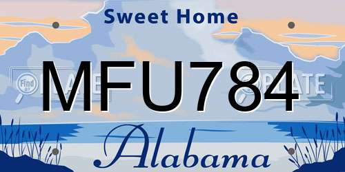 MFU784 Alabama License Plate
