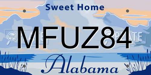 MFUZ84 Alabama License Plate