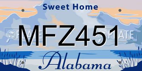 MFZ451 Alabama License Plate