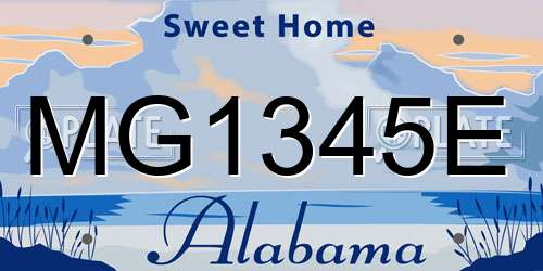 MG1345E Alabama License Plate