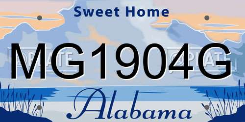 MG1904G Alabama License Plate