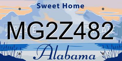 MG2Z482 Alabama License Plate
