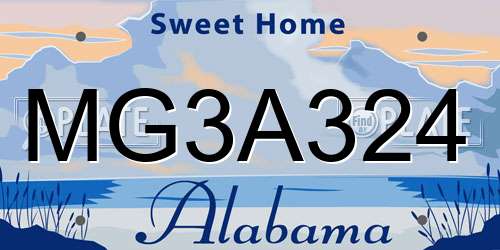 MG3A324 Alabama License Plate