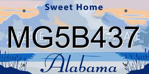 MG5B437 Alabama License Plate
