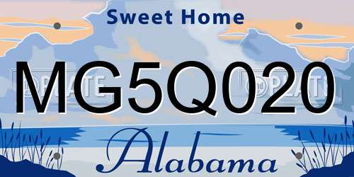 MG5Q020 Alabama License Plate