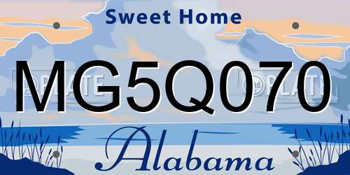 MG5Q070 Alabama License Plate